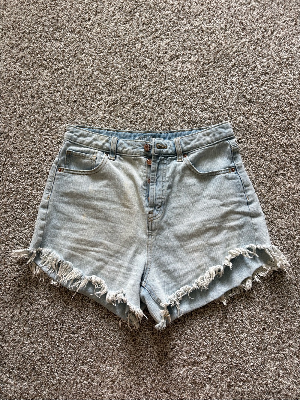 wild fable Light Wash High-Rise Frayed Hem Denim Shorts